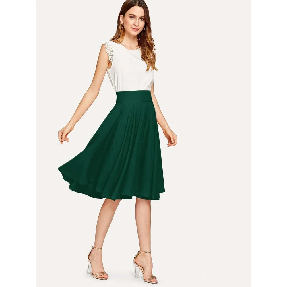High Rise Wide Waistband Circle Skirt Minimalist Business Casual purple - Picture 12 of 12